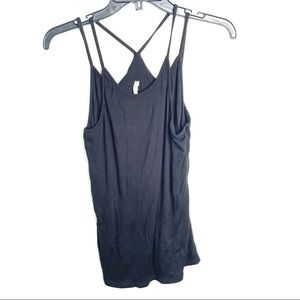 Lanston Top Size Small Womens Black Tank Layered Racerback Gym New With Tags